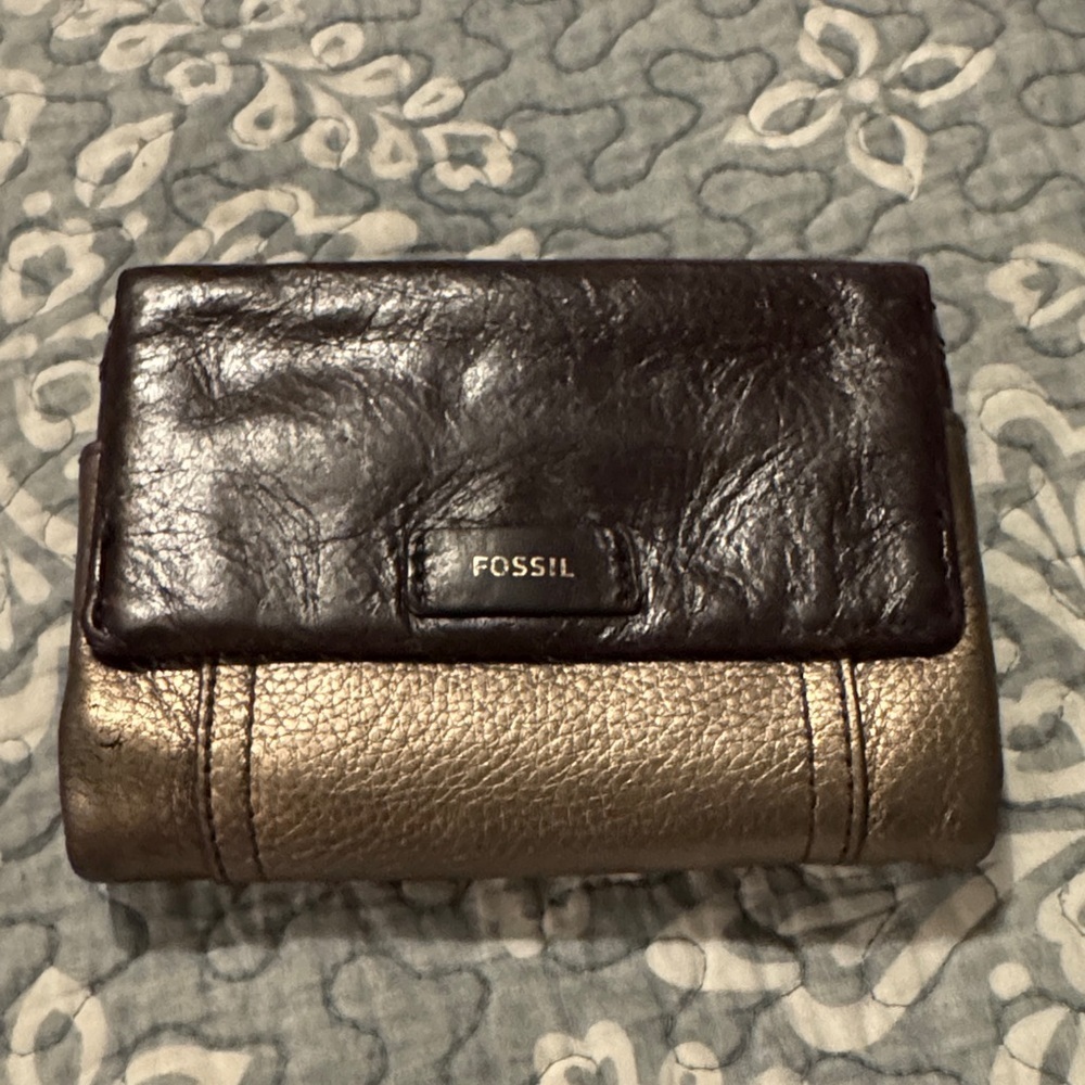 Fossil Brown and Soft Gold Leather Wallet
